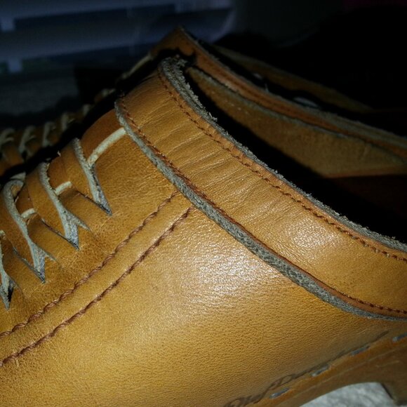 Vintage 1980s Olof Daughters Swedish Clogs Leather and Wood - Picture 9 of 14